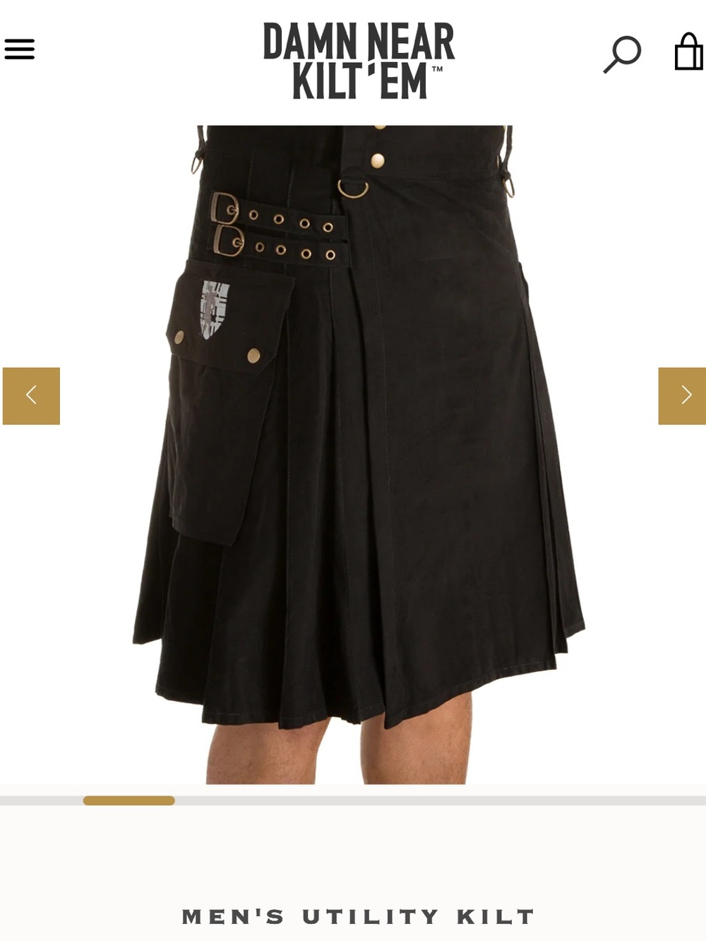 KILT’EM Damn Near kilt ‘Em men’s GREENHORN utility kilt large black